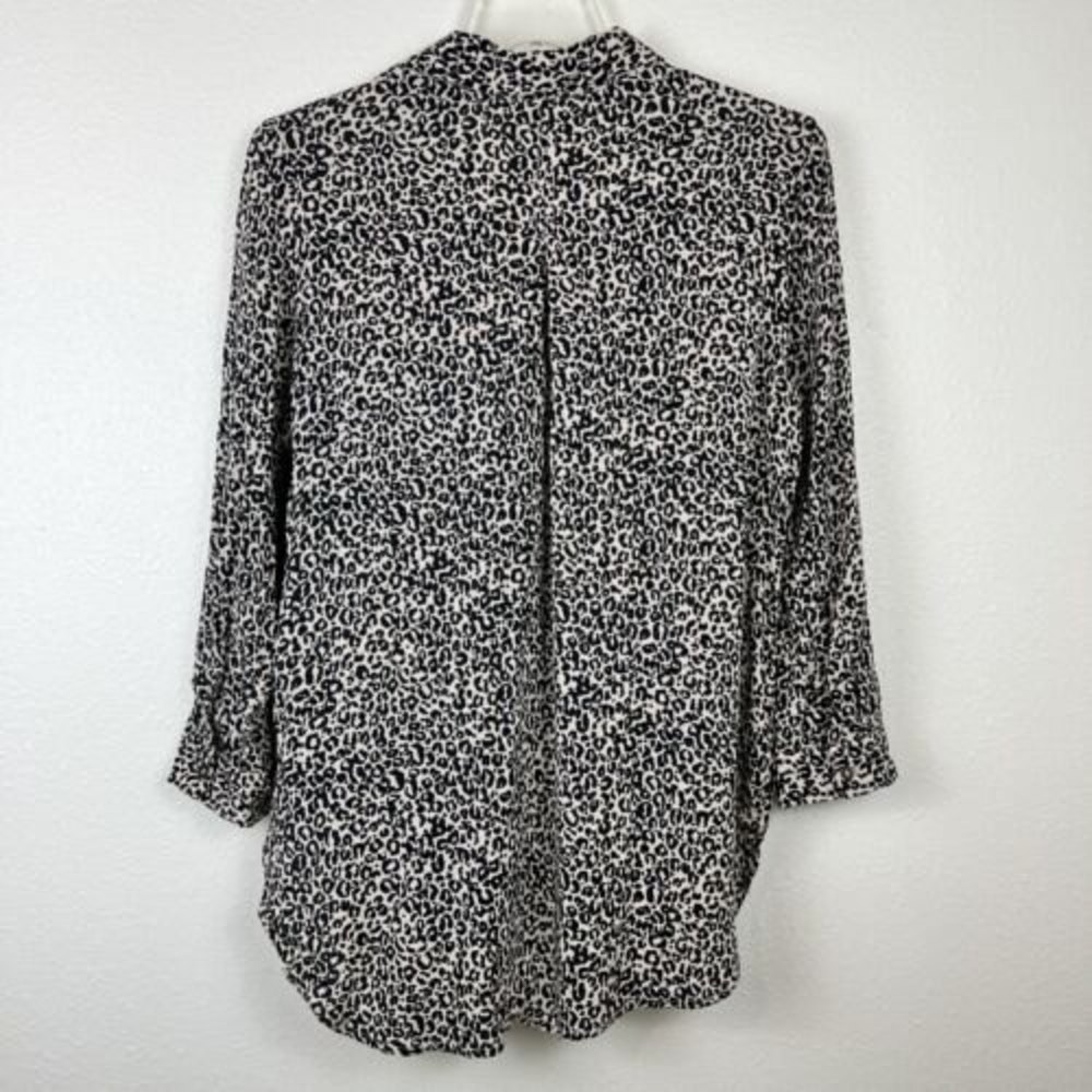 Grand & Greene Small Leopard Animal Print Roll Tab Long Sleeve Button Up Blouse - Picture 13 of 14